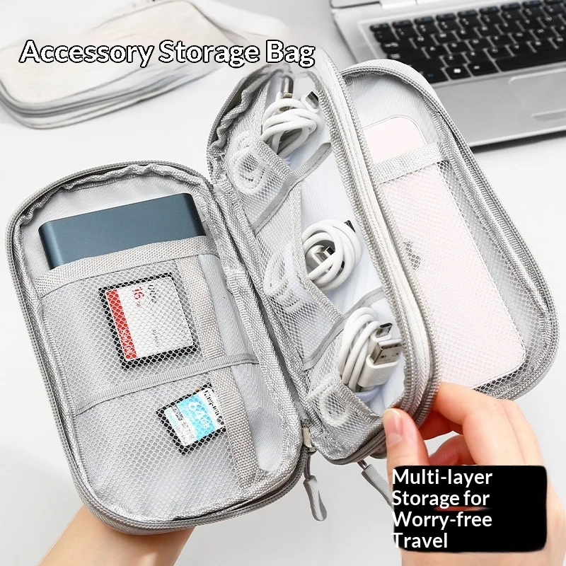 Tech Accessories Case - حقيبة تنظيم كابلات السفر متعددة الطبقات،